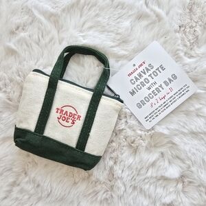NWT "Green" Trader Joe's Canvas MICRO Tote w/ Grocery Bag